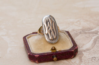 Art Nouveau Silver Monogram Signet Ring