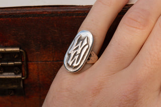 Art Nouveau Silver Monogram Signet Ring