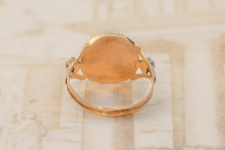 Early 19th Century French 18K Gold, Rose-Cut Diamond & Green Paste Cluster Ring,