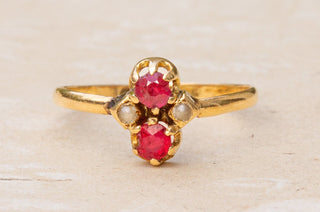 Victorian Pink Garnet and Pearl Cluster