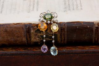 Edwardian 21K Gold & Platinum Harlequin Gem-Set Pendant Brooch, c.1905