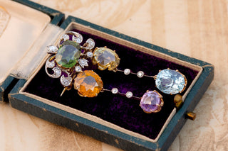 Edwardian 21K Gold & Platinum Harlequin Gem-Set Pendant Brooch, c.1905