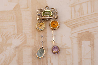 Edwardian 21K Gold & Platinum Harlequin Gem-Set Pendant Brooch, c.1905