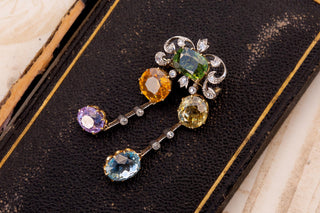 Edwardian 21K Gold & Platinum Harlequin Gem-Set Pendant Brooch, c.1905