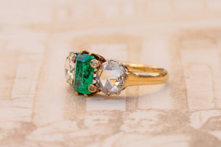 Antique Belle Époque Emerald and Diamond Ring; France, c.1890