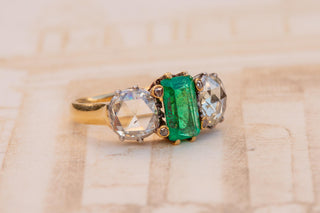 Antique Belle Époque Emerald and Diamond Ring; France, c.1890