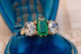 Antique Belle Époque Emerald and Diamond Ring; France, c.1890