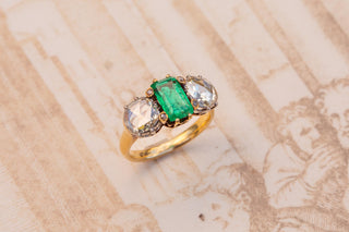 Antique Belle Époque Emerald and Diamond Ring; France, c.1890