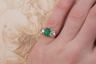 Antique Belle Époque Emerald and Diamond Ring; France, c.1890