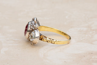 Baroque Diamond and Ruby Bow Ring