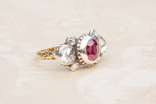 Baroque Diamond and Ruby Bow Ring