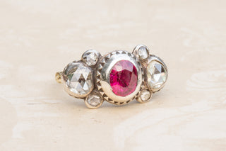 Baroque Diamond and Ruby Bow Ring