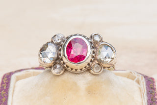 Baroque Diamond and Ruby Bow Ring