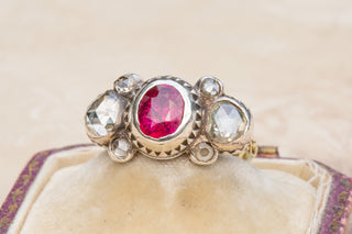 Baroque Diamond and Ruby Bow Ring