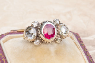 Baroque Diamond and Ruby Bow Ring