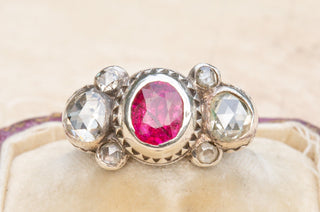 Baroque Diamond and Ruby Bow Ring