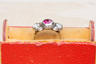 Baroque Diamond and Ruby Bow Ring