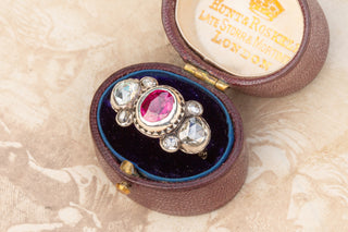 Baroque Diamond and Ruby Bow Ring