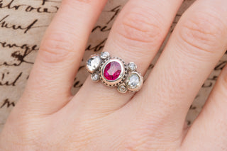 Baroque Diamond and Ruby Bow Ring