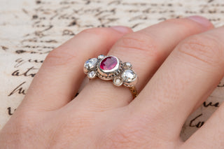 Baroque Diamond and Ruby Bow Ring