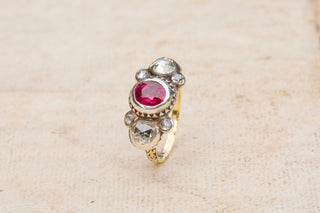 Baroque Diamond and Ruby Bow Ring