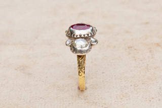 Baroque Diamond and Ruby Bow Ring