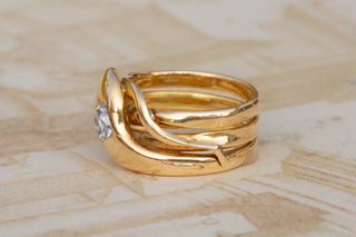 Victorian Gold Snake Ring Antique Diamond Serpent Cushion Cut Engagement Ring