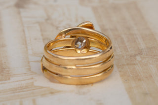 Victorian Gold Snake Ring Antique Diamond Serpent Cushion Cut Engagement Ring