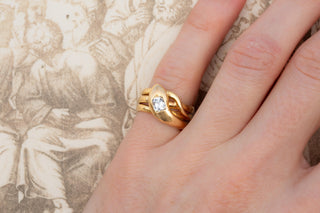 Victorian Gold Snake Ring Antique Diamond Serpent Cushion Cut Engagement Ring