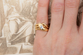 Victorian Gold Snake Ring Antique Diamond Serpent Cushion Cut Engagement Ring