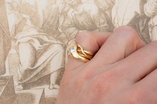 Victorian Gold Snake Ring Antique Diamond Serpent Cushion Cut Engagement Ring