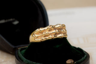 Vintage Skeleton Motif Gold Ring, Sheffield 1990