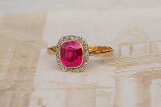 Antique Edwardian Pink Sapphire and Diamond Ring, Circa 1910