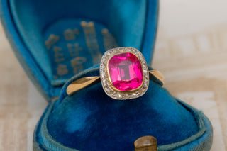 Antique Edwardian Pink Sapphire and Diamond Ring, Circa 1910