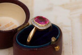 Antique Edwardian Pink Sapphire and Diamond Ring, Circa 1910