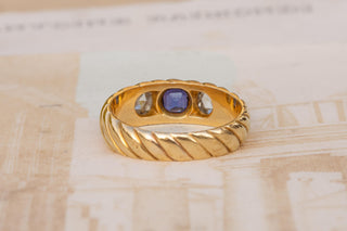 Late 19th-Century French Garnet Doublet and Diamond Three Stone Ring, Circa 1890