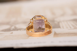 Vintage Gold Amethyst Intaglio Ring, c.1940