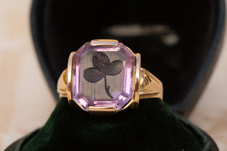 Vintage Gold Amethyst Intaglio Ring, c.1940