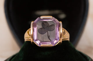 Vintage Gold Amethyst Intaglio Ring, c.1940