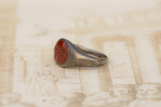 Ancient Roman Silver Signet Ring with Carnelian Intaglio of Fortuna