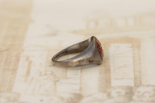 Ancient Roman Silver Signet Ring with Carnelian Intaglio of Fortuna