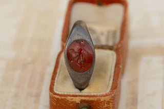 Ancient Roman Silver Signet Ring with Carnelian Intaglio of Fortuna