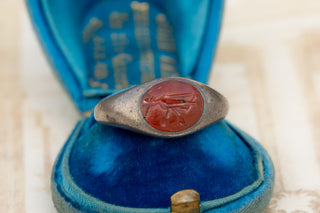 Ancient Roman Silver Signet Ring with Carnelian Intaglio of Fortuna