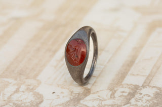 Ancient Roman Silver Signet Ring with Carnelian Intaglio of Fortuna