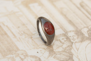 Ancient Roman Silver Signet Ring with Carnelian Intaglio of Fortuna