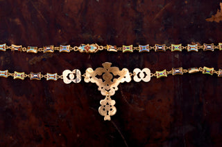 Rare Swiss Enamel and Gold Necklace with Ruby and Emerald, c.1830