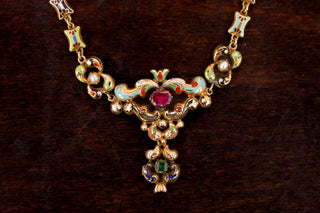 Antique Swiss Enamel Necklace