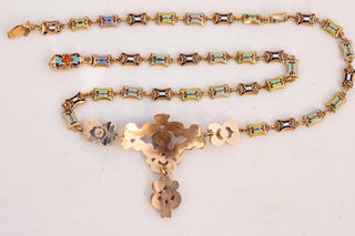 Rare Swiss Enamel and Gold Necklace with Ruby and Emerald, c.1830