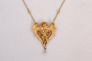 French Art Nouveau Gold Dragon Necklace, Paris c.1910