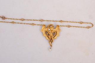 French Art Nouveau Gold Dragon Necklace, Paris c.1910